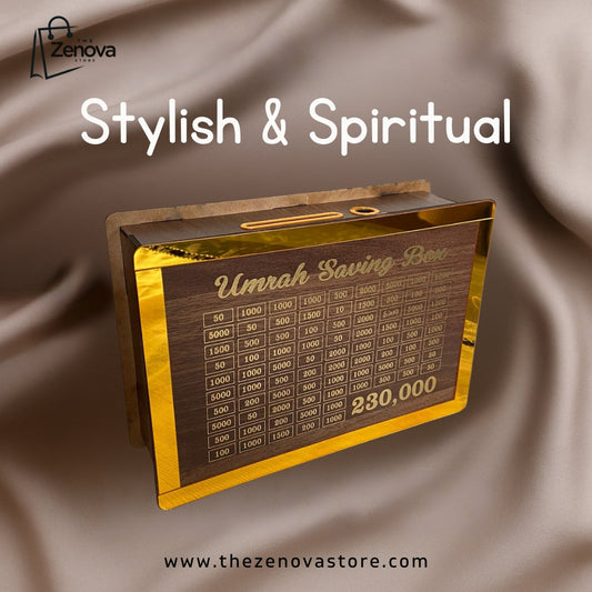 Dark Brown Wooden Umrah Saving Box